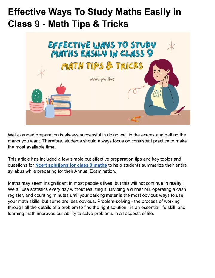 ppt-effective-ways-to-study-maths-easily-in-class-9-math-tips