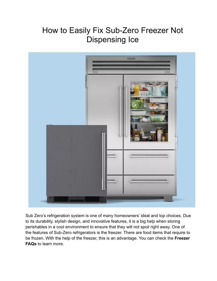 PPT How to Easily Fix SubZero Freezer Not Dispensing Ice PowerPoint