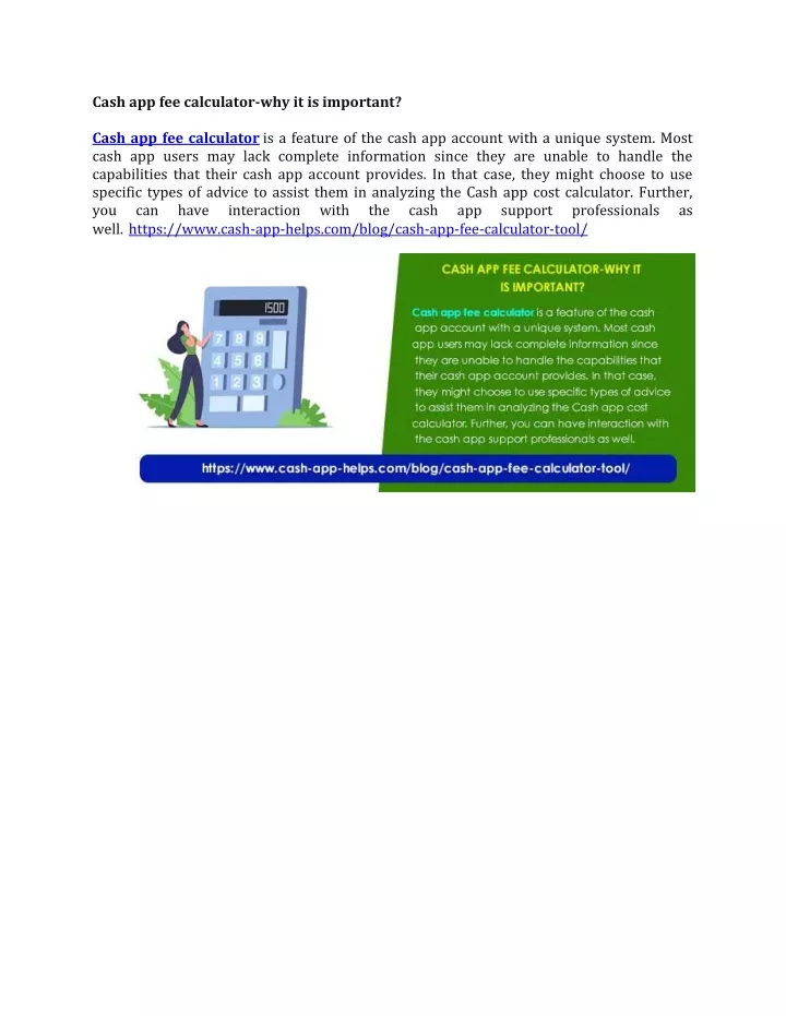 Ppt cash app fee calculator why it is important powerpoint 