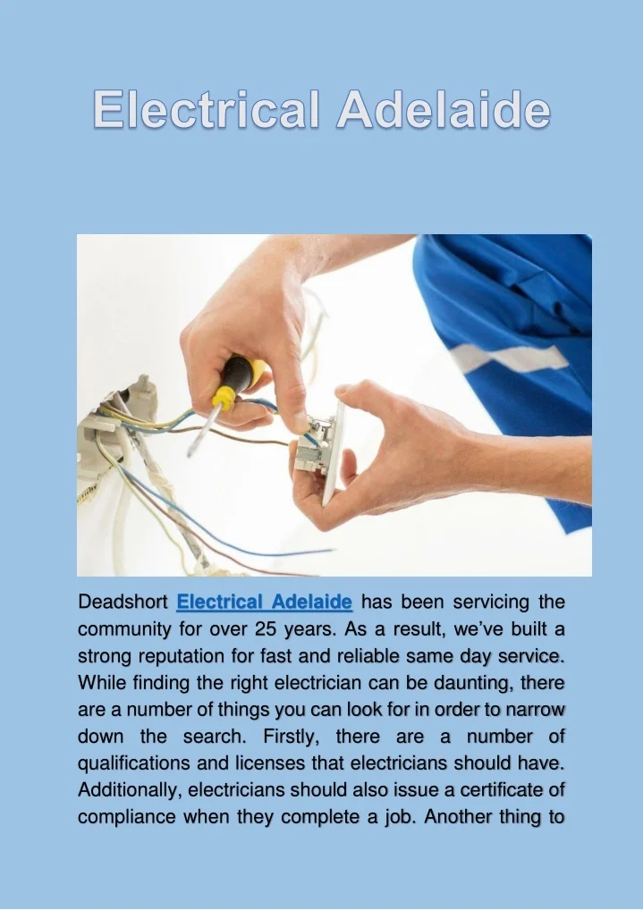 PPT Electrical Adelaide PowerPoint Presentation, free download ID