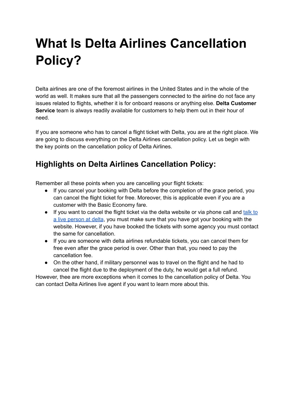 PPT What Is Delta Airlines' Cancellation Policy PowerPoint