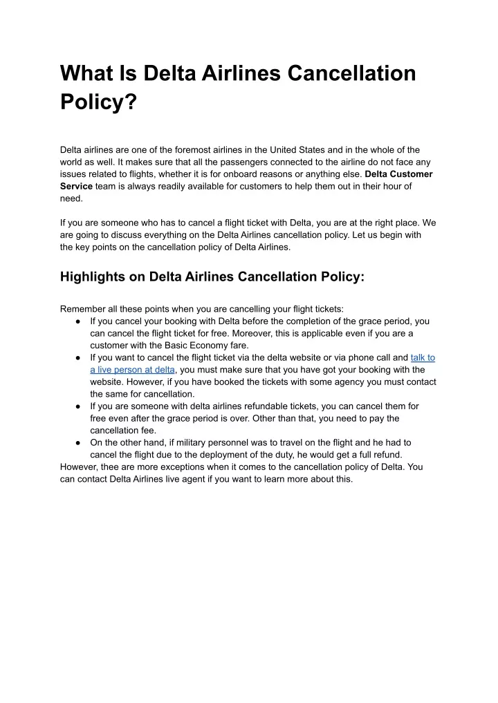 PPT What Is Delta Airlines' Cancellation Policy PowerPoint