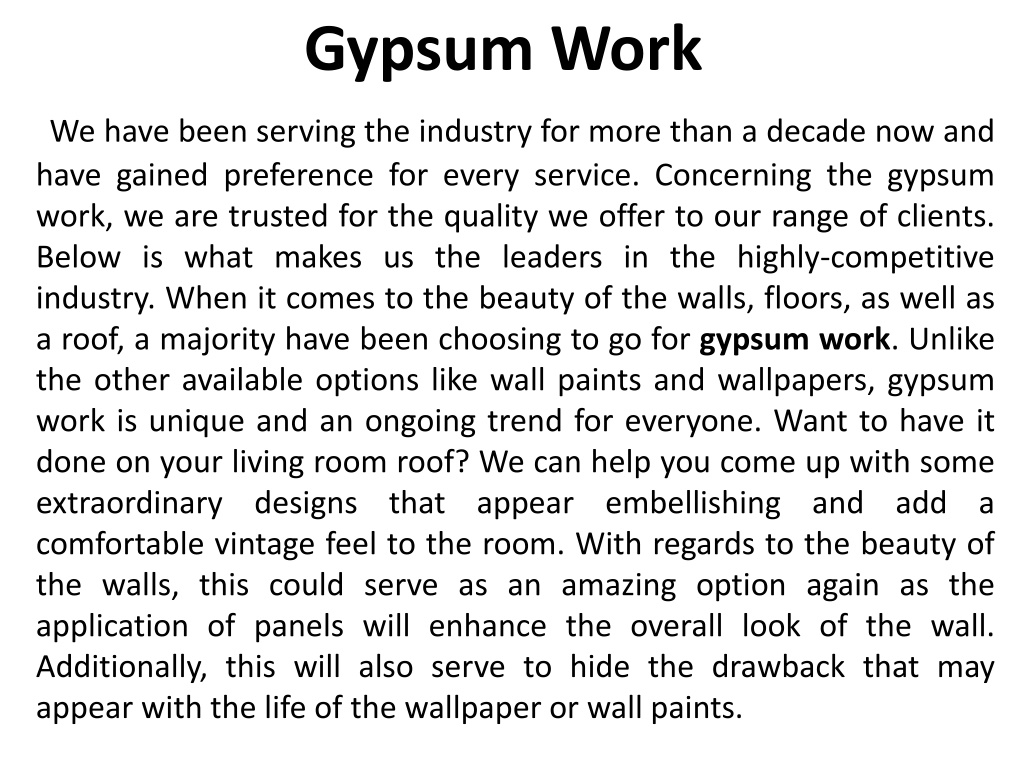 PPT - Gypsum Work PowerPoint Presentation, free download - ID:11272527