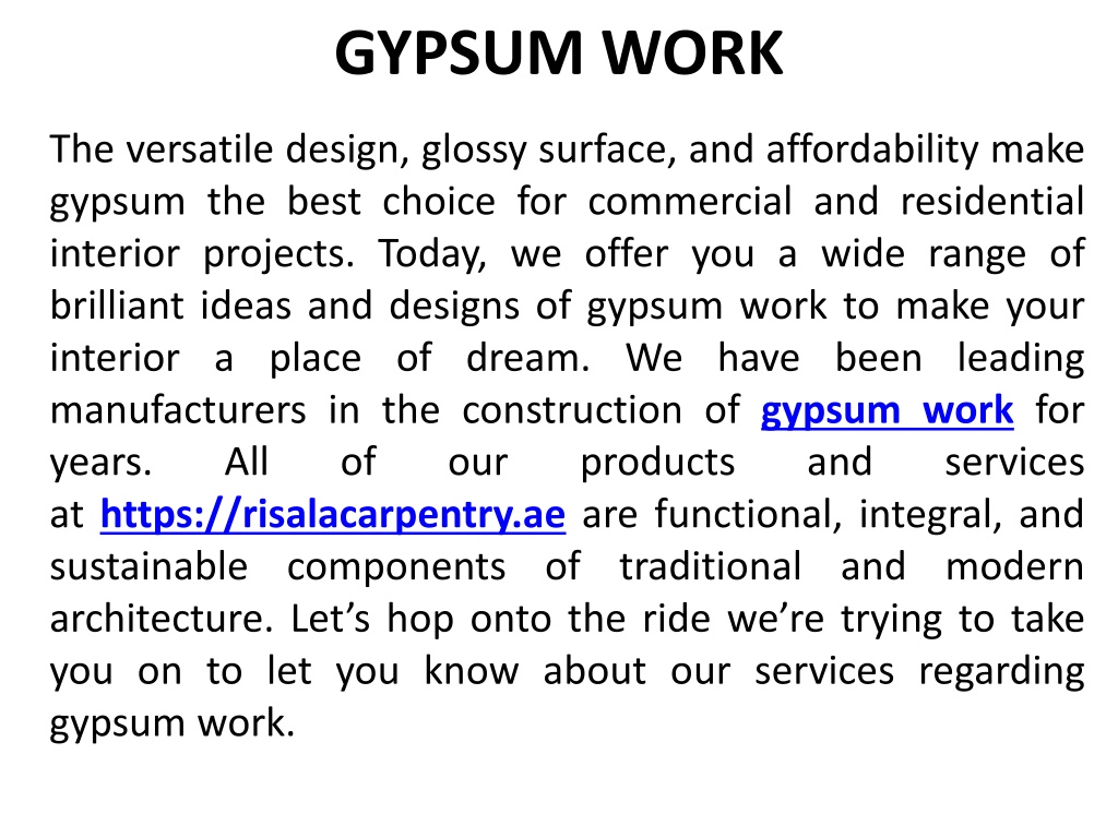 PPT - GYPSUM WORK PowerPoint Presentation, free download - ID:11272590