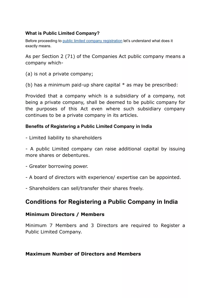 What Is Meant By Public Limited Company