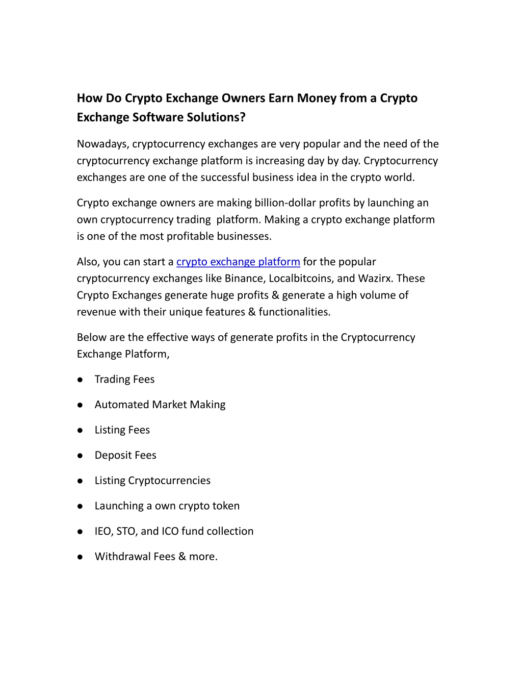 do crypto exchanges make money