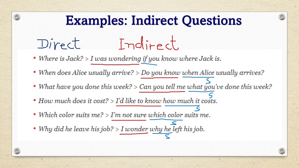 indirect questions powerpoint presentation