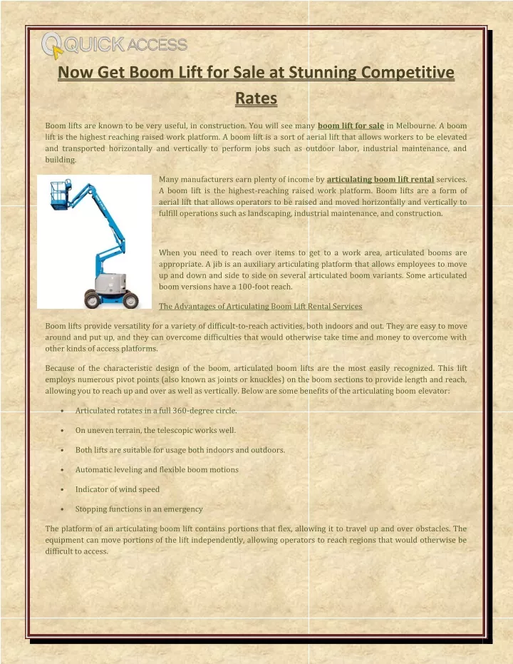 PPT Now Get Boom Lift For Sale At Stunning Competitive Rates ppt-now-get-boom-lift-for-sale-at-stunning-competitive-rates