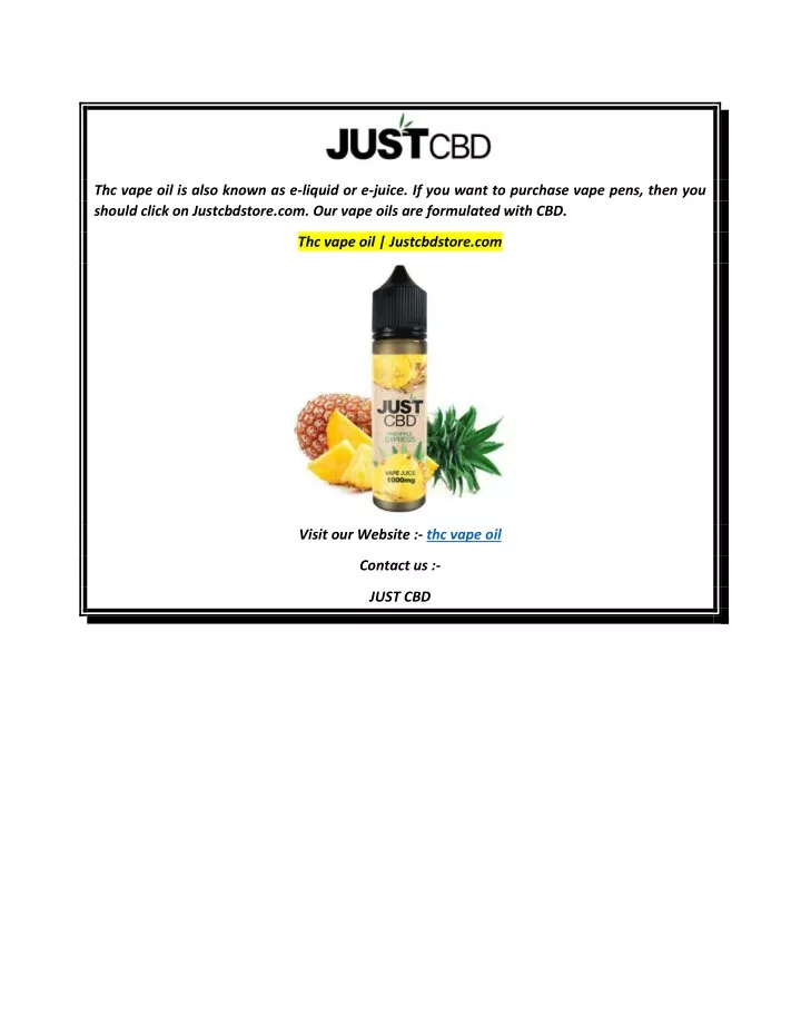 PPT - Thc Vape Oil Justcbdstore.com PowerPoint Presentation, Free ...