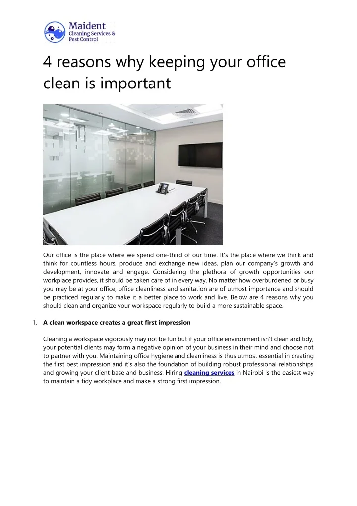 PPT - 4 reasons why keeping your office clean is important PowerPoint ...