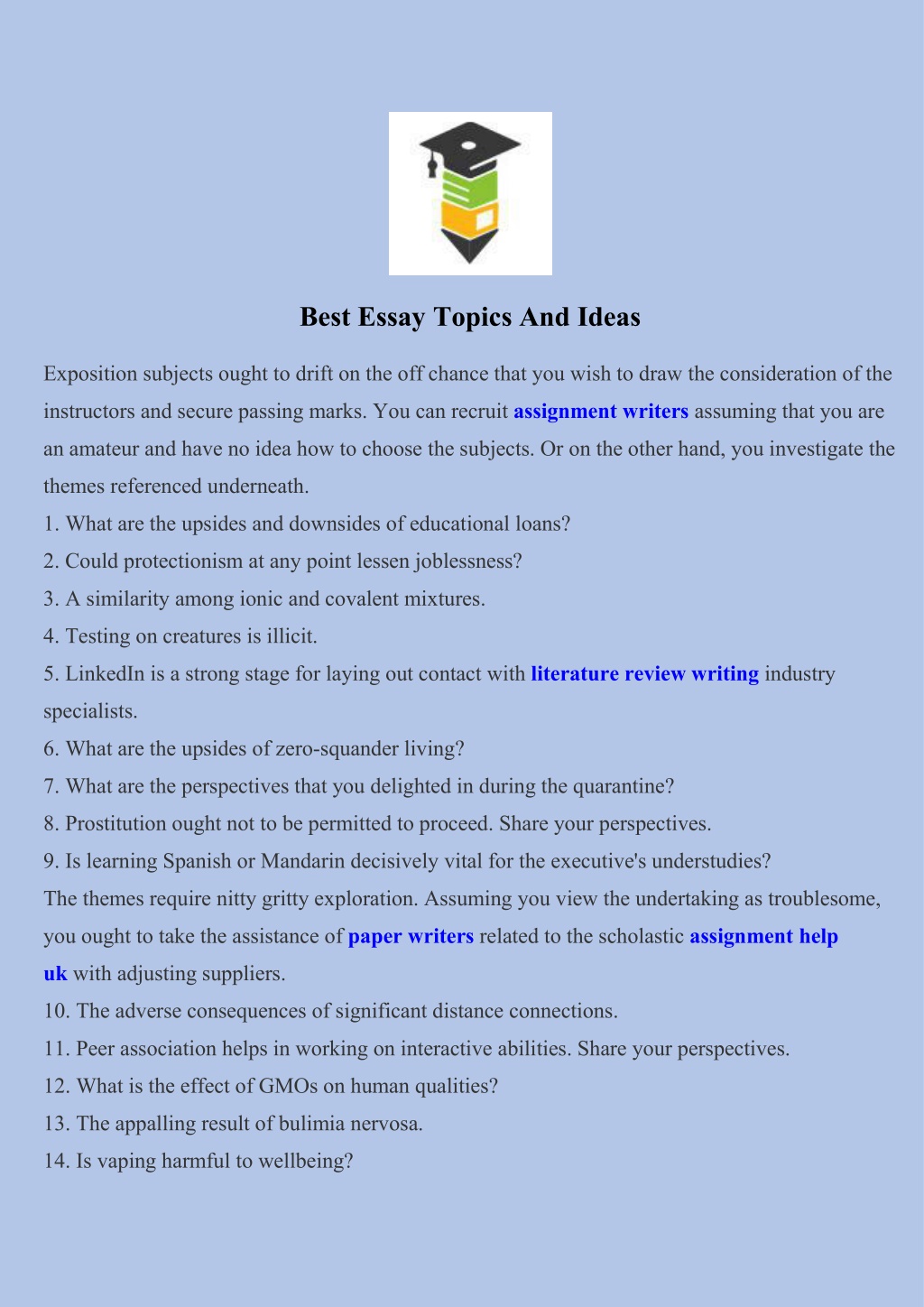 what are the best essay topics