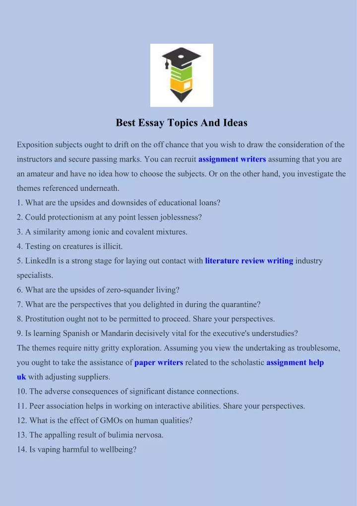 best essay topics class 9