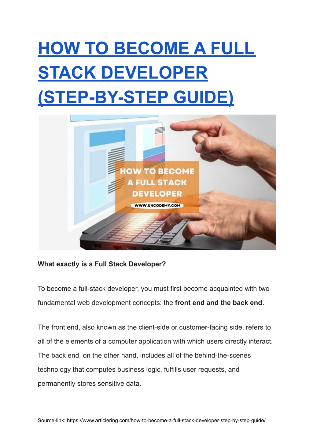 PPT - HOW TO BECOME A FULL STACK DEVELOPER (STEP-BY-STEP GUIDE ...