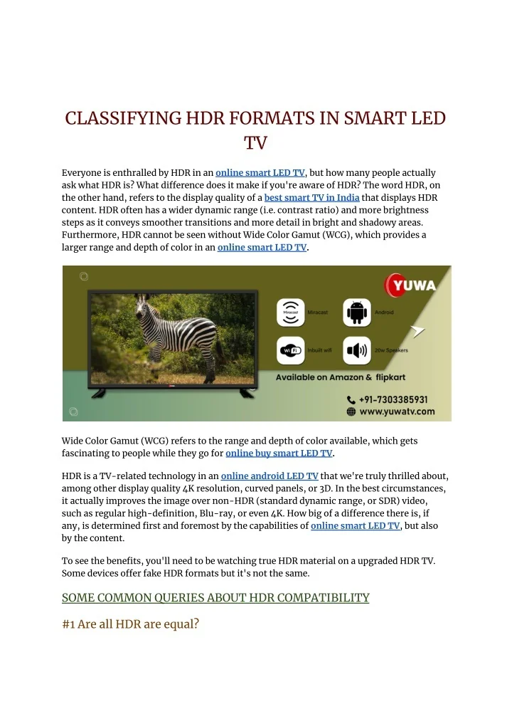 PPT CLASSIFYING HDR FORMATS IN SMART LED TV PowerPoint Presentation