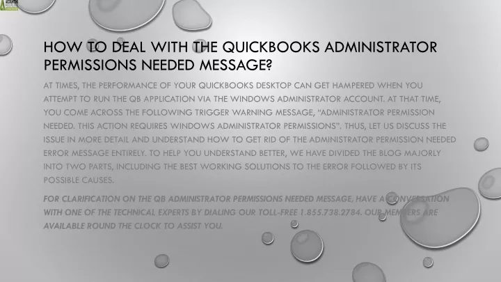 Ppt How To Get Rid Of Quickbooks Administrator Permissions Needed