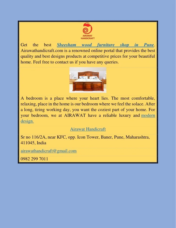PPT Sheesham Wood Furniture Shop In Pune