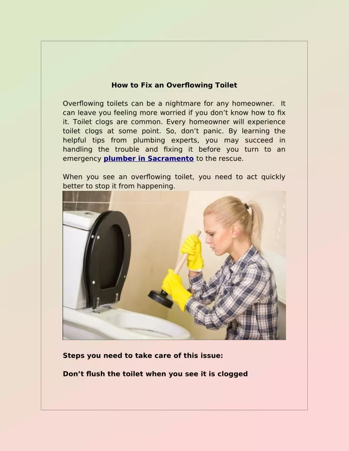 PPT - How to Fix an Overflowing Toilet PowerPoint Presentation, free