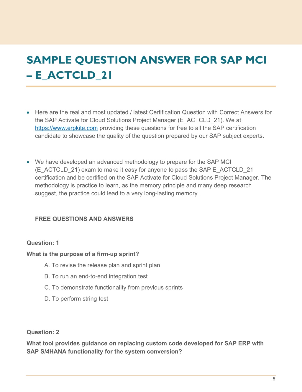 E-ACTCLD-23 Study Materials