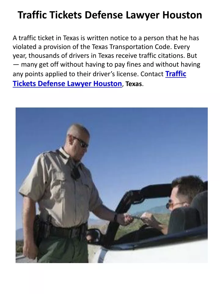 PPT - Traffic Tickets Defense Lawyer Houston PowerPoint Presentation ...