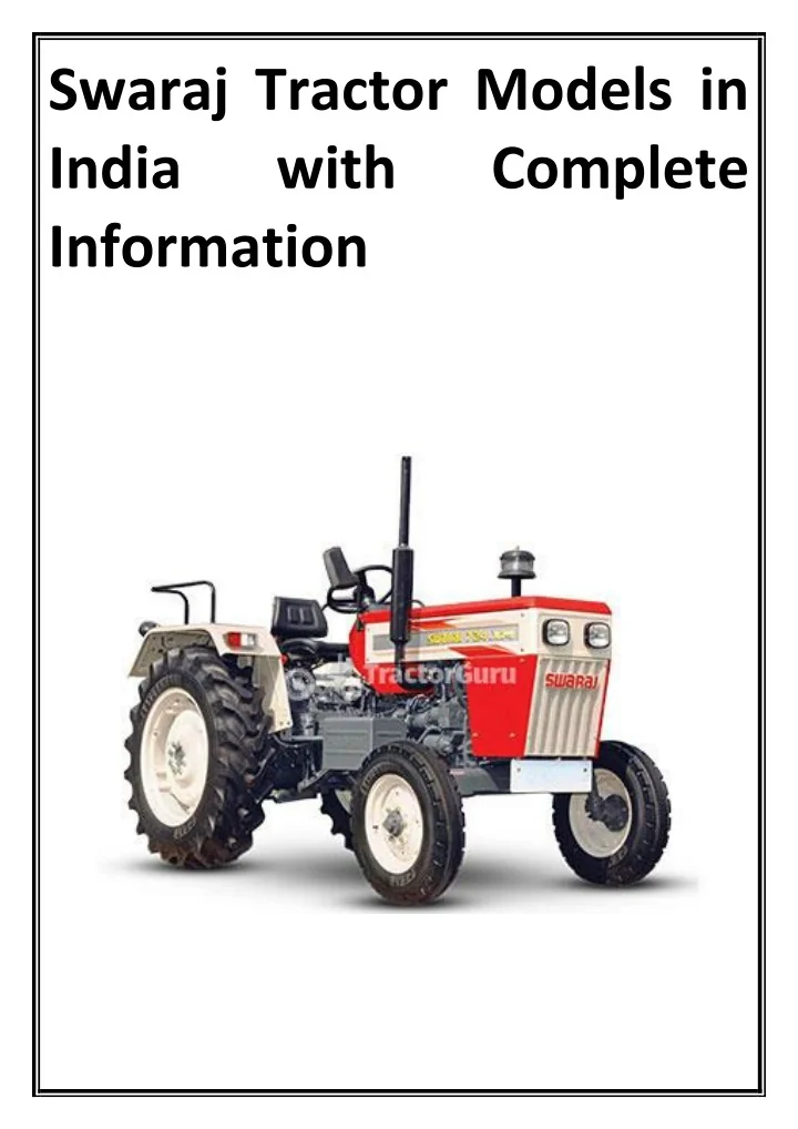 Ppt Swaraj Tractor Models In India With Complete Information