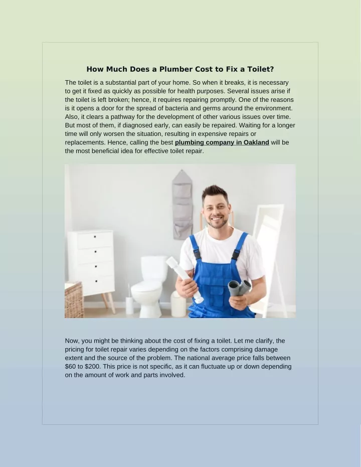 PPT How Much Does a Plumber Cost to Fix a Toilet? PowerPoint