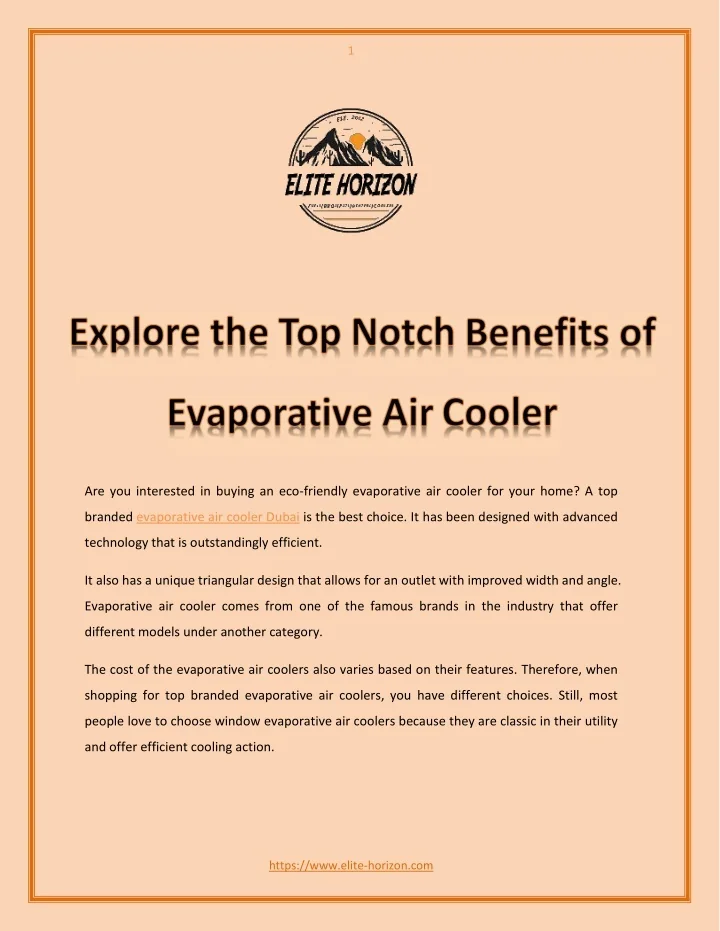 PPT Explore the Top Notch Benefits of Evaporative Air Cooler