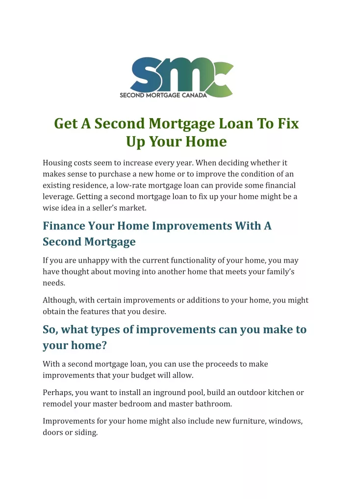 ppt-get-a-second-mortgage-loan-to-fix-up-your-home-powerpoint