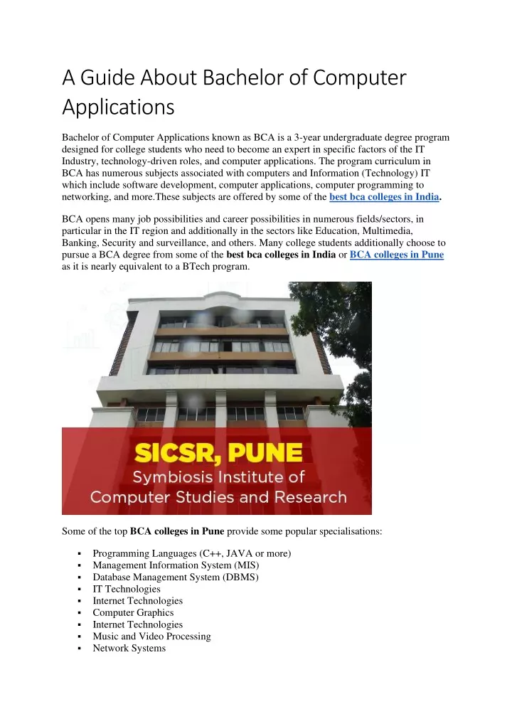 PPT - A Guide About Bachelor Of Computer Applications PowerPoint ...