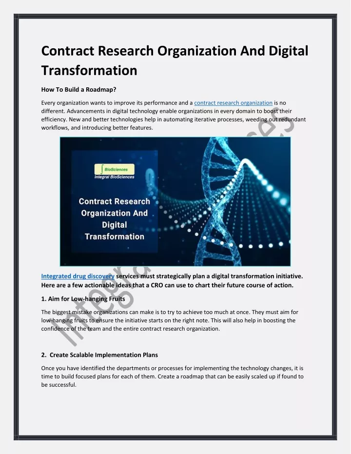 PPT Contract Research Organization And Digital Transformation PowerPoint Presentation ID