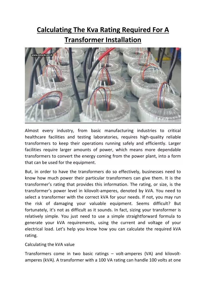 ppt-calculating-the-kva-rating-required-for-a-transformer