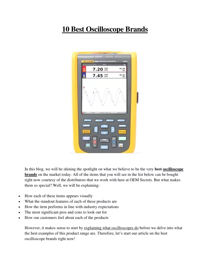 PPT 10 Best Oscilloscope Brands PowerPoint Presentation, free