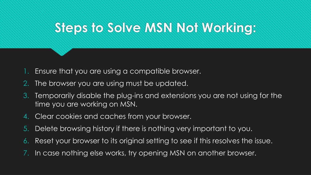 Ppt how to fix msn not working learn to fix the msn not responding