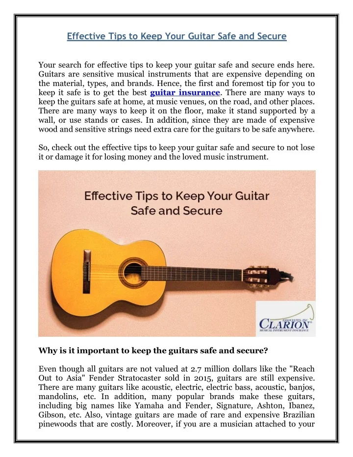 PPT Effective Tips to Keep Your Guitar Safe and Secure PowerPoint