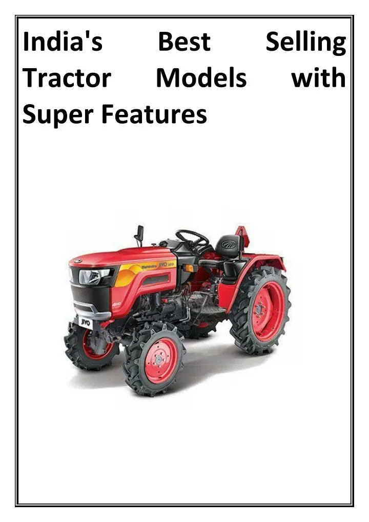PPT India's Best Selling Tractor Models with Super Features