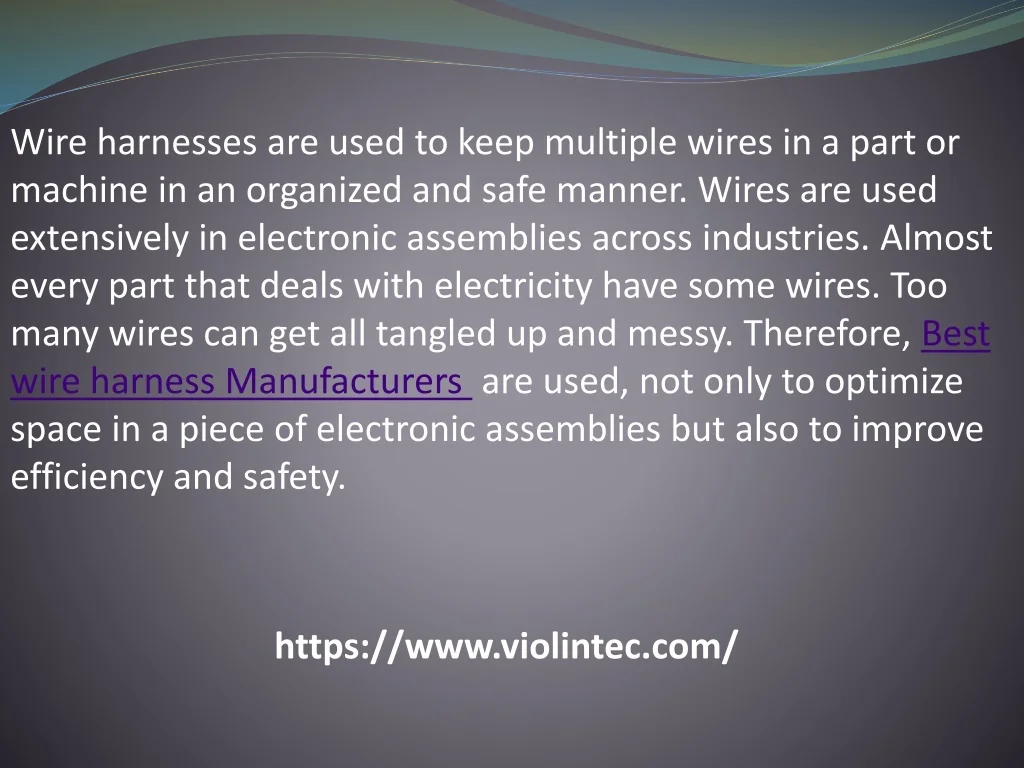 PPT Best Wire Harness Manufacturing Company in India Cable