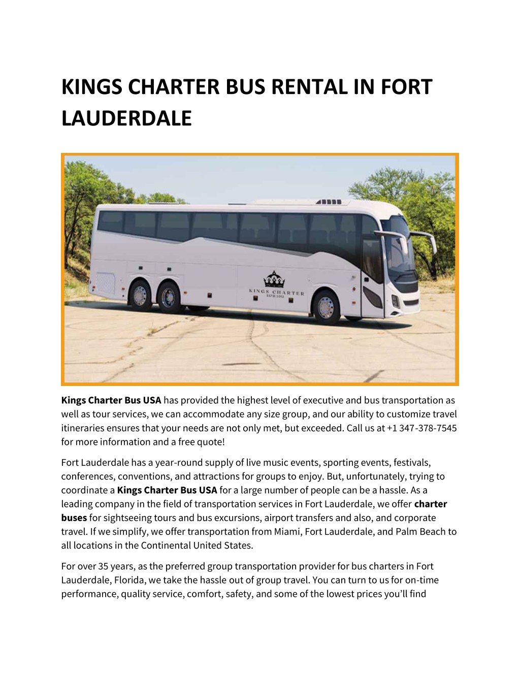 PPT KINGS CHARTER BUS RENTAL IN FORT LAUDERDALE PowerPoint