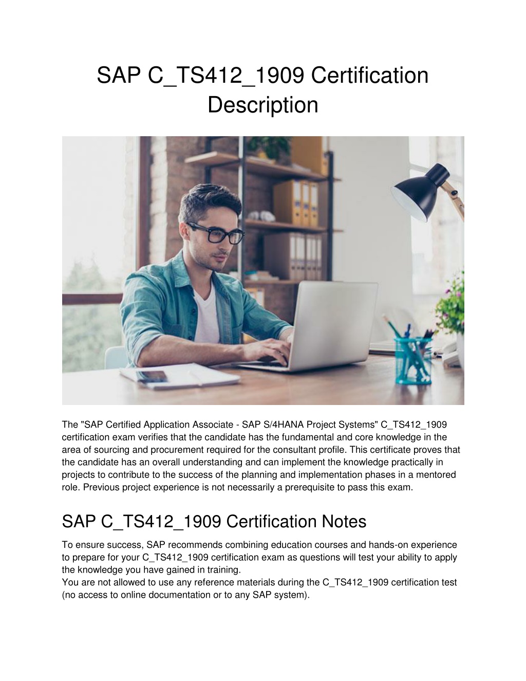 PPT - SAP C_TS412_1909 Certification Description PowerPoint Sns-Brigh10