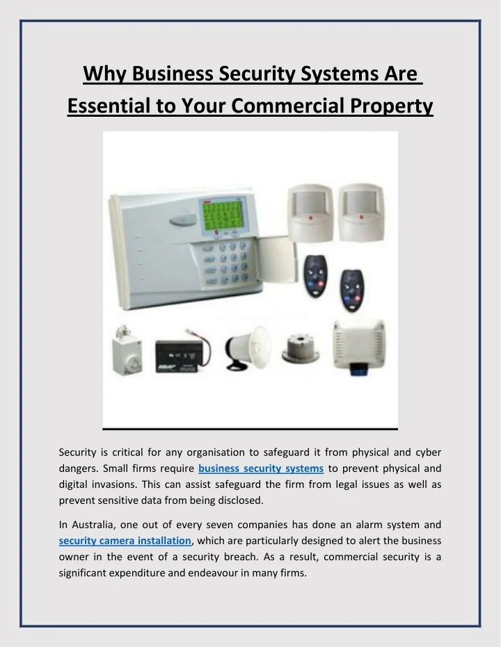 PPT - Why Business Security Systems Are Essential to Your Commercial ...