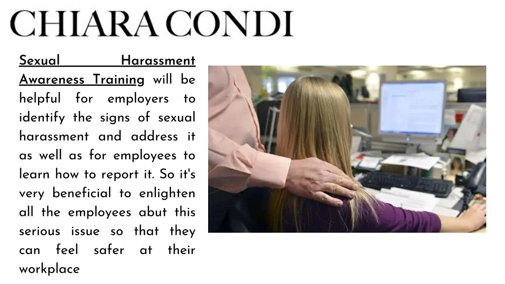 PPT - Sexual Harassment Awareness Training | Chiara Condi PowerPoint ...