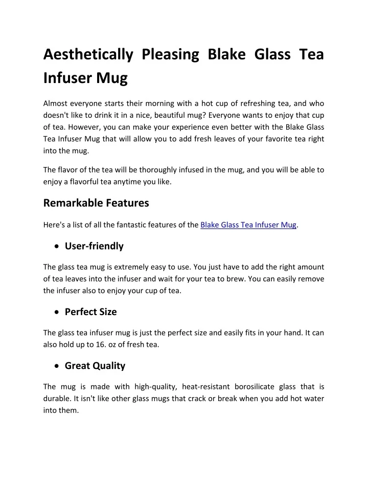 PPT Aesthetically Pleasing Blake Glass Tea Infuser Mug PowerPoint