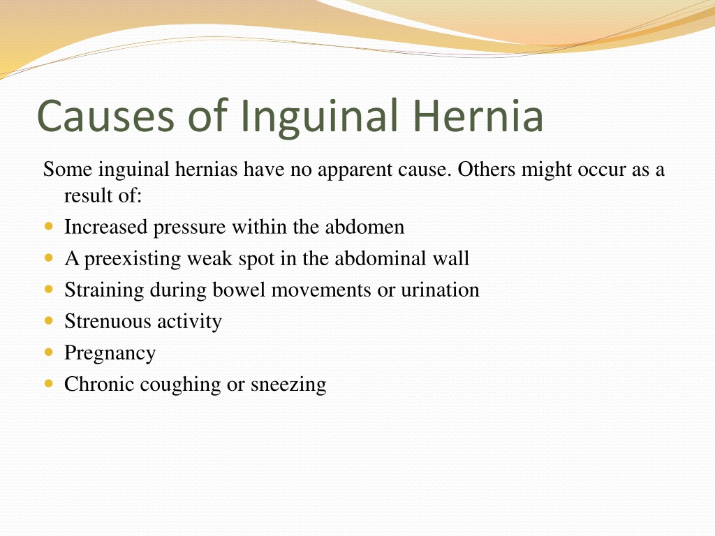 Ppt Inguinal Hernia Types Symptoms Diagnosis And Treatments