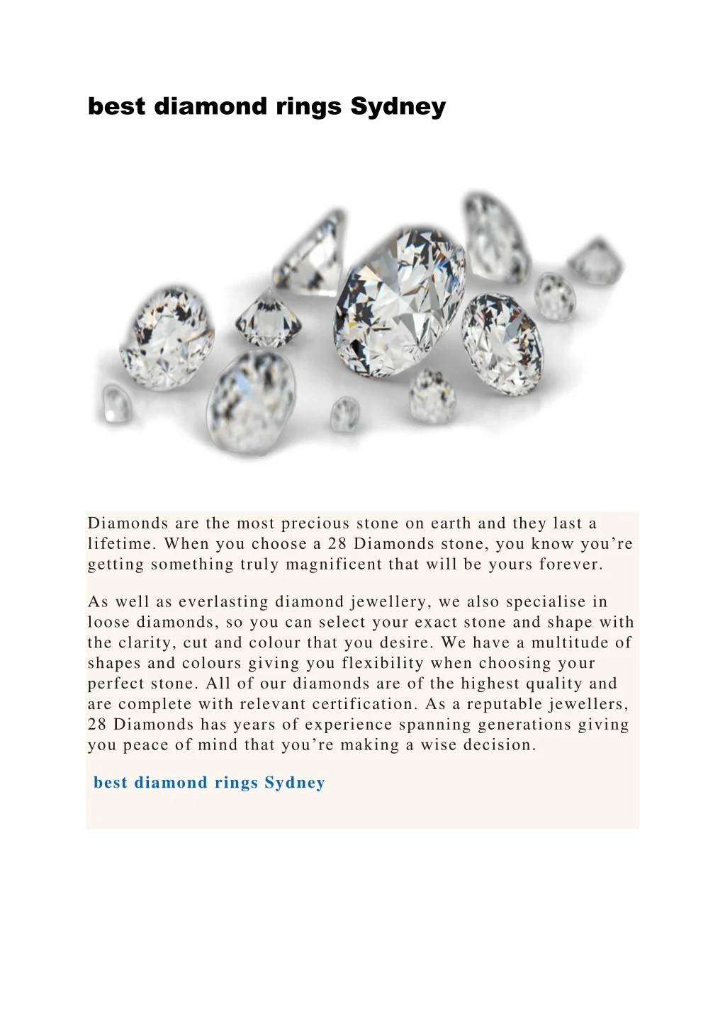 PPT best diamond rings Sydney PowerPoint Presentation, free download
