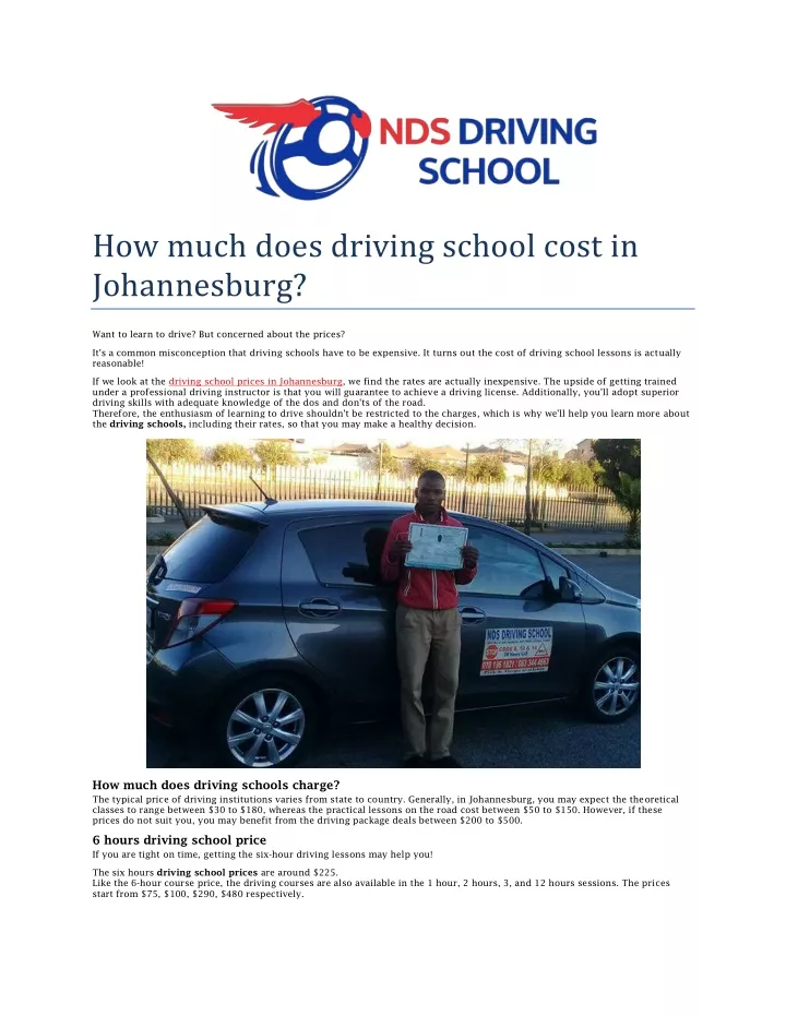 PPT How Much Does Driving School Cost In Johannesburg PowerPoint 