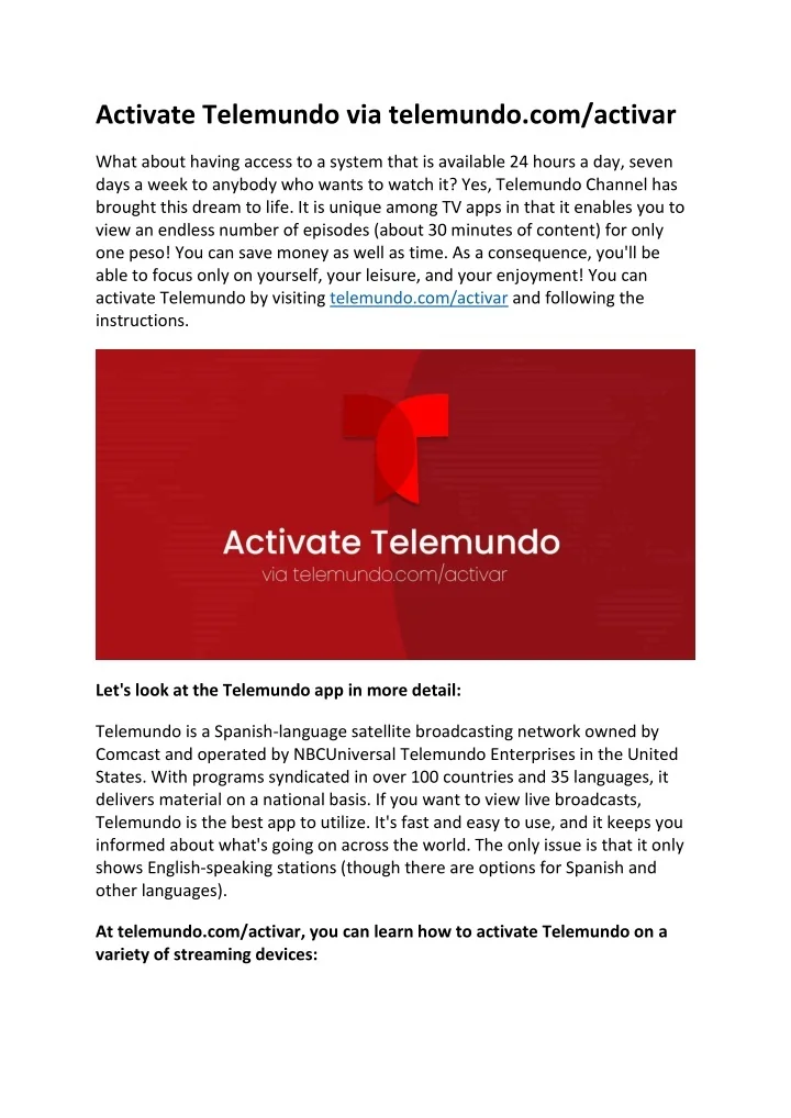 PPT Activate Telemundo via telemundo PowerPoint Presentation, free