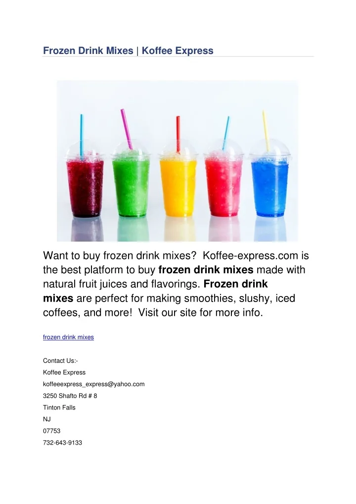 PPT Frozen Drink Mixes koffee express PowerPoint Presentation, free