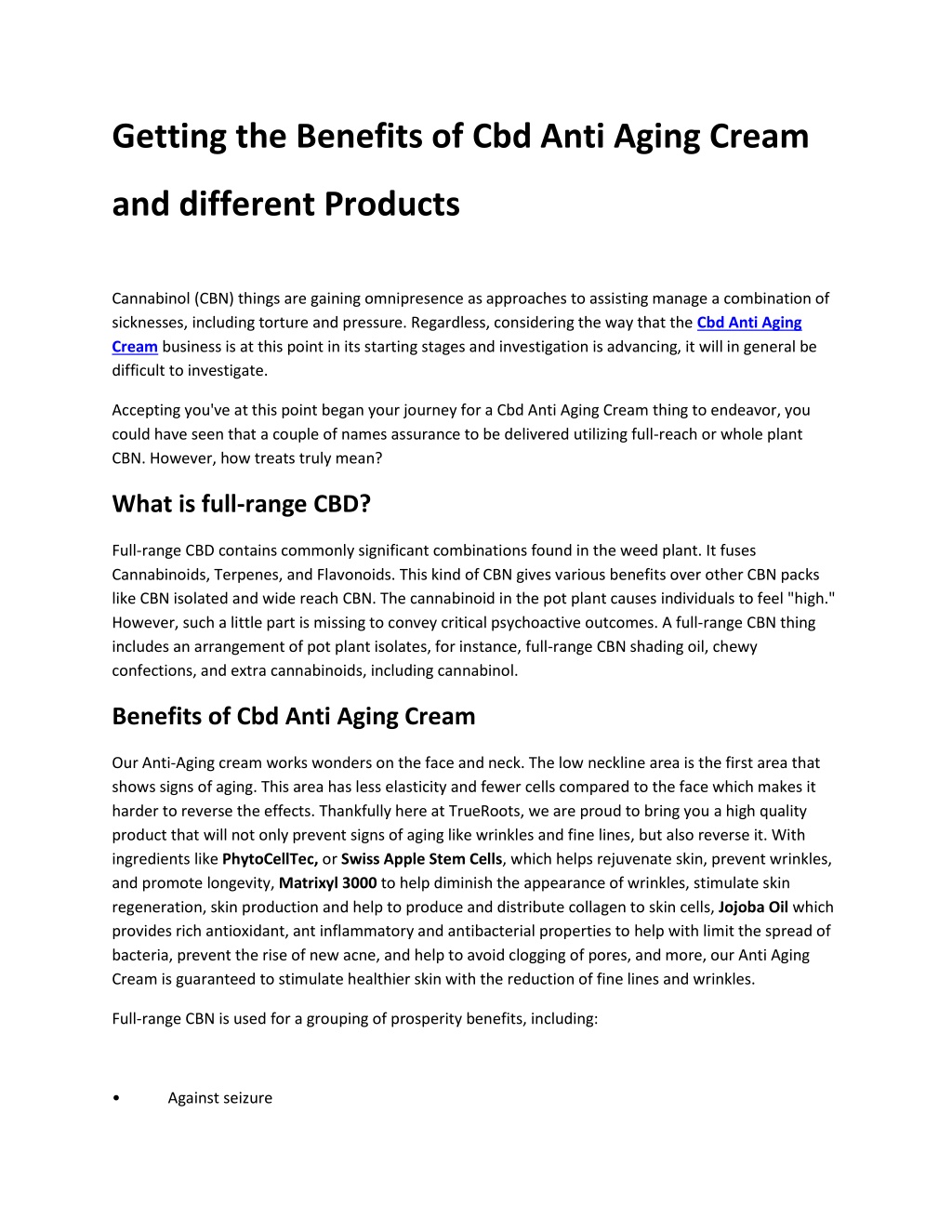 Anti-Aging Cream with Argireline & Plant-Based Stem Cells