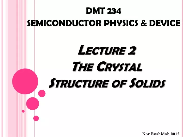 lecture 2 the crystal structure of solids n.