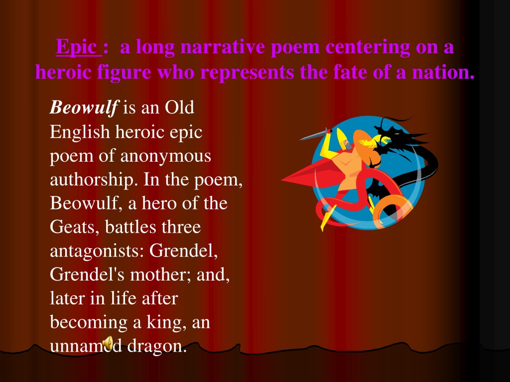 a long narrative poem about a heroic figure is