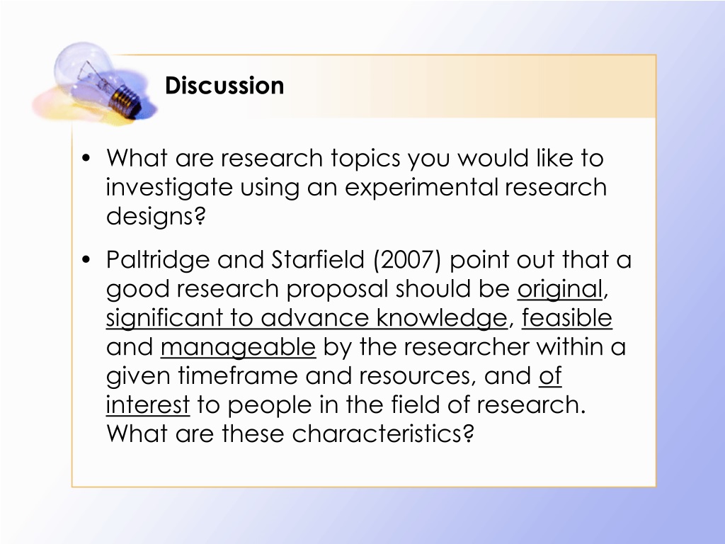 possible experimental research topics