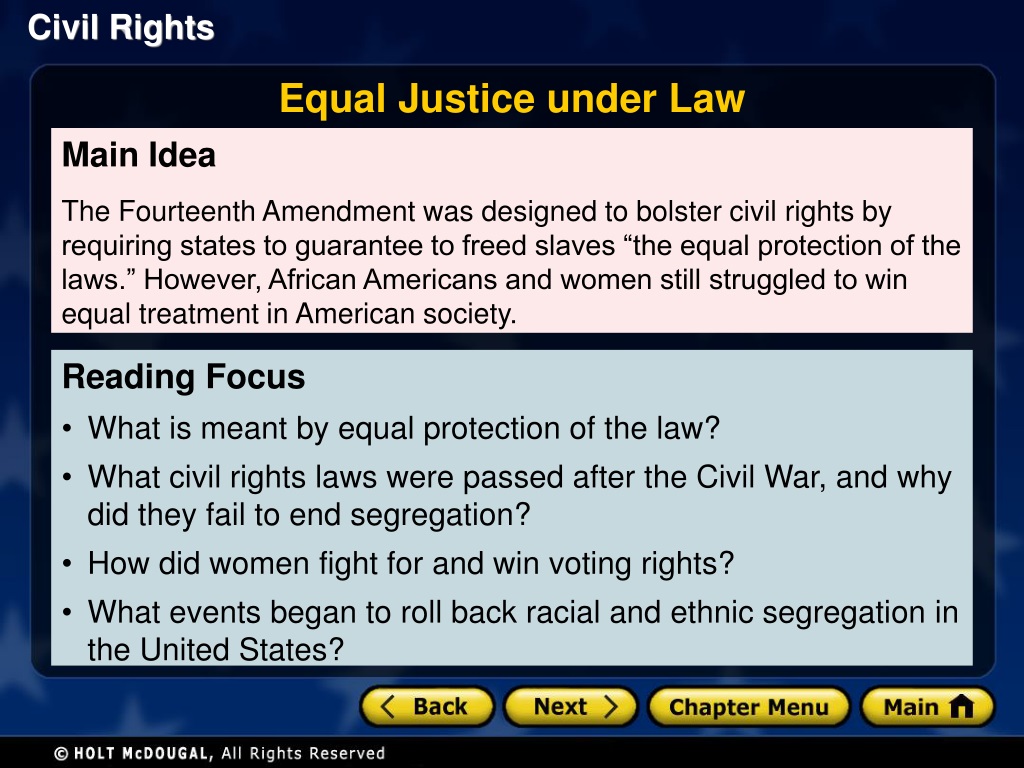 Ppt Section 1 Civil Rights And Discrimination Section 2 Equal Justice Under Law Powerpoint 5577